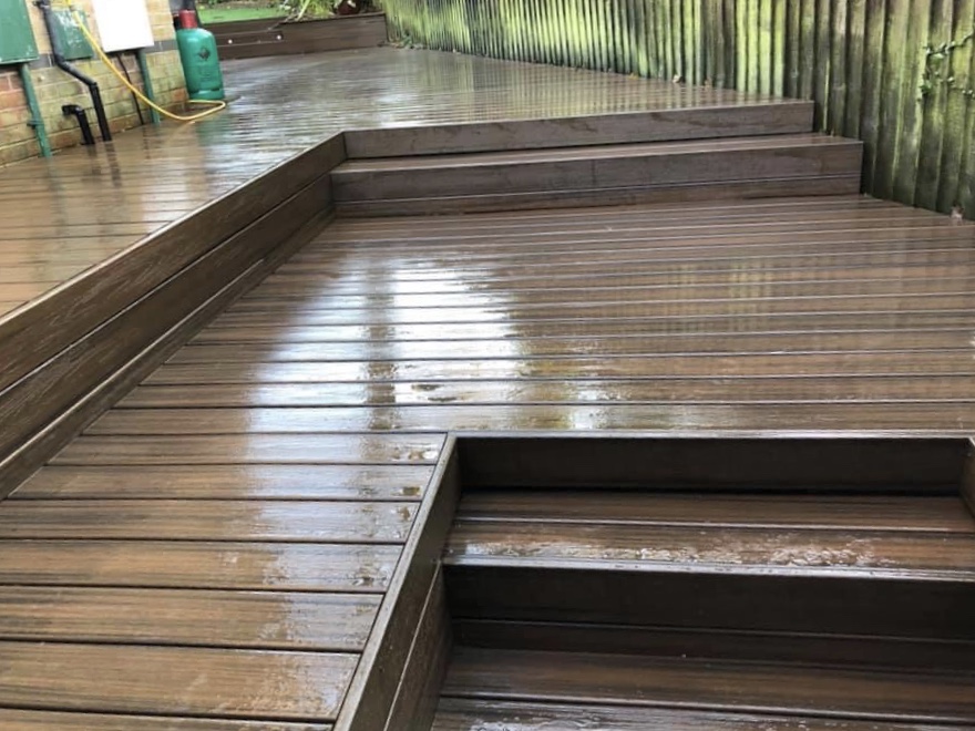 Timber deck with garden stones